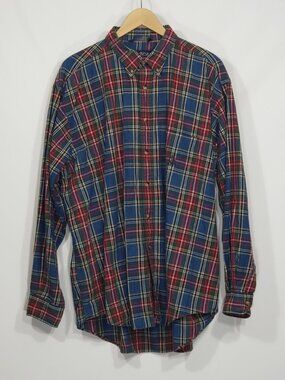 VINTAGE 90s NAUTICA PLAID BUTTON-UP SHIRT Men's XL 90s y2k grunge